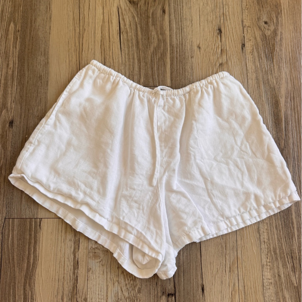 Reformation White Linen Shorts